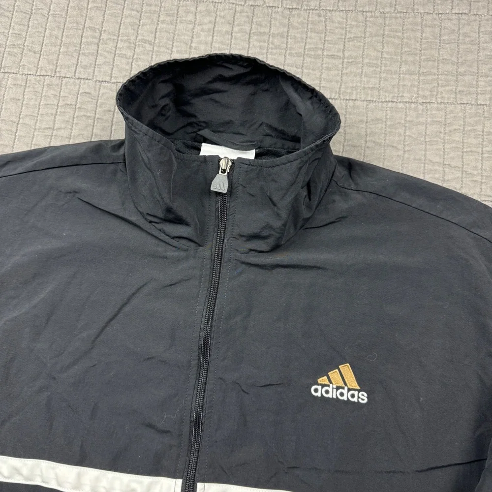 Adidas Mens Medium Colorblock Track Jacket Black Tan Windbreaker Sportswear Kit